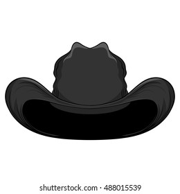 Vector hand drawn illustration of a dark black gothic cowboy hat.