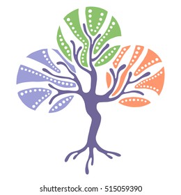 Vector hand drawn illustration, decorative ornamental stylized tree. Abstract graphic illustration isolated on the white background. Artistic drawing silhouette. Decorative  ornamental wood