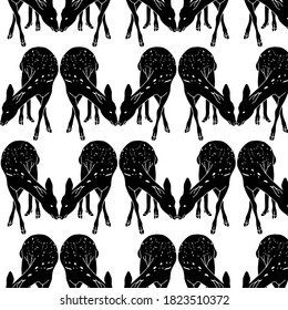 Ilustración de ciervo aislada a mano vectorial. Obra de arte creativa. Plantilla para tarjeta, afiche, banner, imprimir para camiseta, pin, insignia, parche.