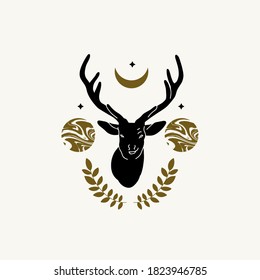 Vector hand drawn illustration of deer isolated. Creative artwork. Template for card, poster, banner, print for t-shirt, pin, badge, patch.