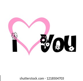 Vector hand drawn illustration design, I love you design