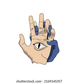 Vector Hand Drawn Illustration with Devil Eye