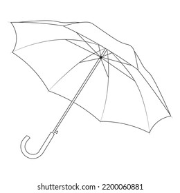 Vector hand drawn illustration doodle umbrella. Black and white outline. Coloring for children.
