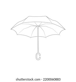 Vector hand drawn illustration doodle umbrella. Black and white outline. Coloring for children.