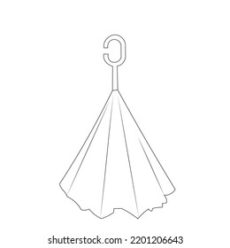 Vector hand drawn illustration doodle umbrella. Black and white outline. Coloring for children.