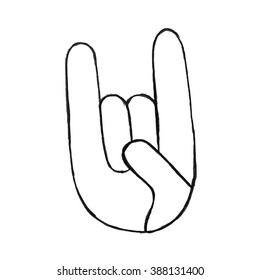 Vector hand drawn illustration of hand. Doodle