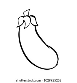 Vector hand drawn illustration of a eggplant. Outline doodle icon. Food sketch for print, web, mobile and infographics. Isolated on white background element.