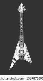 Vector hand drawn illustration of electric guitar.