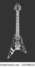 Vector hand drawn illustration of electric guitar.