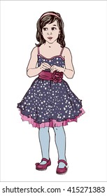 vector hand drawn illustration elegant girl decorative