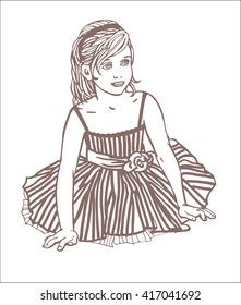 vector hand drawn illustration elegant girl decorative