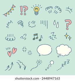Vector hand drawn illustration of emotional icons