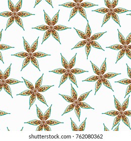 Vector hand drawn illustration ethnic flower seamless pattern 