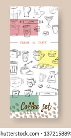 Vector hand drawn illustration with fast food. Restaurant menu. Chalkboard. Sketch.
