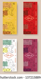 Vector hand drawn illustration with fast food. Restaurant menu. Chalkboard. Sketch.