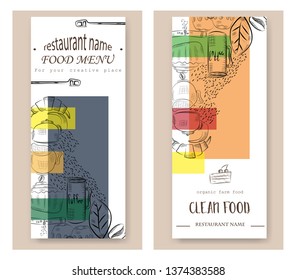 Vector hand drawn illustration with fast food. Restaurant menu. Chalkboard. Sketch.