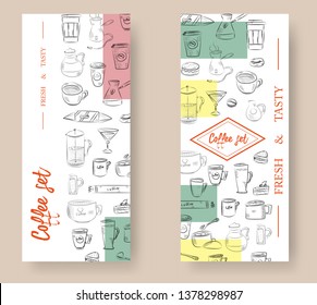 Vector hand drawn illustration with fast food. Restaurant menu. Chalkboard. Sketch.
