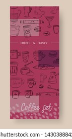 Vector hand drawn illustration with fast food. Restaurant menu. Chalkboard. Sketch.