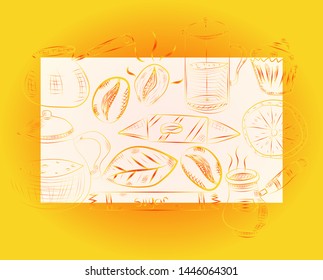 Vector hand drawn illustration with fast food. Restaurant menu.  