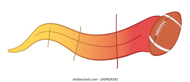 Vector hand drawn illustration of fast speed American football ball. Colored outlines and colored.