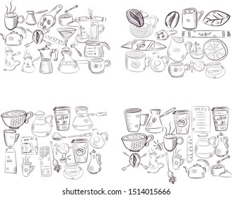 Vector hand drawn illustration with fast food. Restaurant menu. Chalkboard. Sketch.