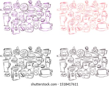 Vector hand drawn illustration with fast food. Restaurant menu. Chalkboard. Sketch.