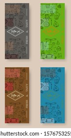Vector hand drawn illustration with fast food. Restaurant menu. Chalkboard. Sketch.