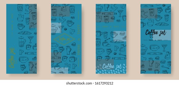 Vector hand drawn illustration with fast food. Restaurant menu. Chalkboard. Sketch.