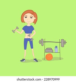 Vector Hand Drawn Illustration Fitness Woman Stock Vector (Royalty Free ...