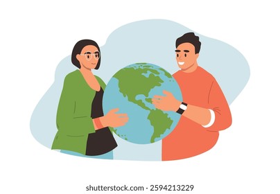 vector hand drawn illustration in flat style on the theme of earth day, save the planet, peace