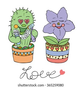 Vector hand drawn illustration. Funny card for Saint Valentine day