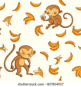 vector hand drawn illustration with funny monkey