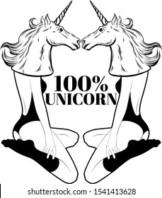 Vector hand drawn illustration of girl in mask of unicorn isolated. Creative tattoo artwork. Template for card; poster; banner; print for t-shirt; pin; badge; patch.