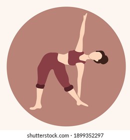 vector hand drawn illustration - girl doing yoga. woman keeps balance. Hand to knee pose. trandy flat illustration for websites, magazines and applications