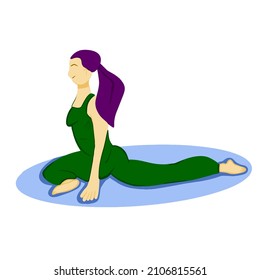 Vector hand drawn illustration of a girl who is engaged in fitness, healthy lifestyle, color illustration