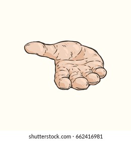 Vector hand drawn illustration of the hand gives something