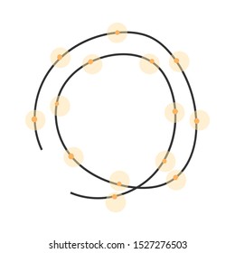 Vector hand drawn illustration of glowing garland light for christmas celebration. Doodle icons in modern trendy flat cartoon style isolated on white.