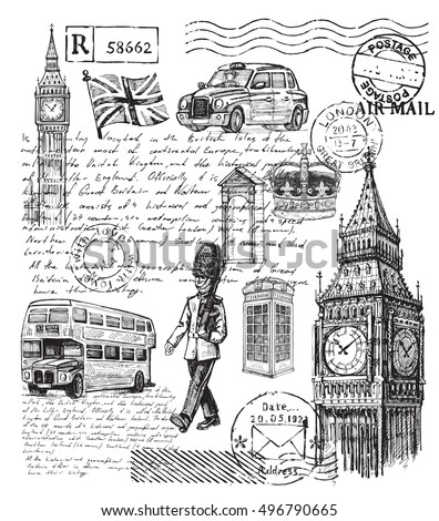 vector hand drawn illustration of great britain