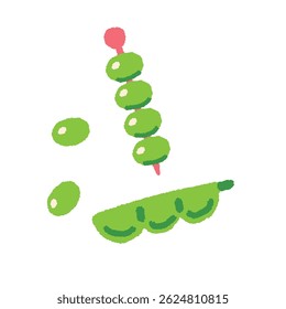 Vector hand drawn illustration of green soybeans