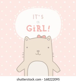 Vector hand drawn illustration greeting card It's a girl