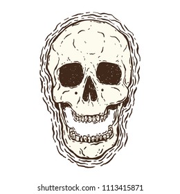 vector hand drawn illustration of the grunge skull