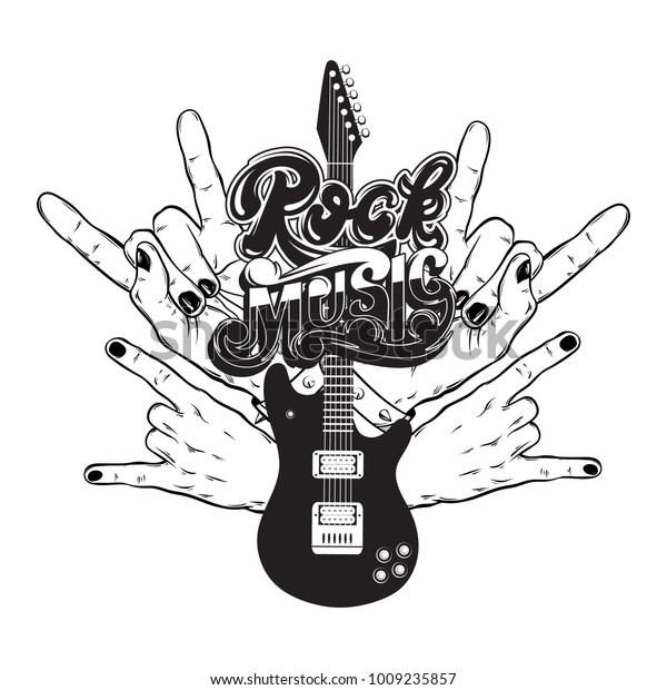 Vector Hand Drawn Illustration Guitar Rock Stock Vector (Royalty Free ...