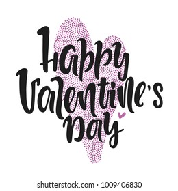Vector hand drawn illustration. Happy Valentine Day typography poster lettering. 