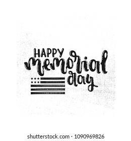 Vector hand drawn illustration. Happy memorial day, flag, America. Idea for postcard.