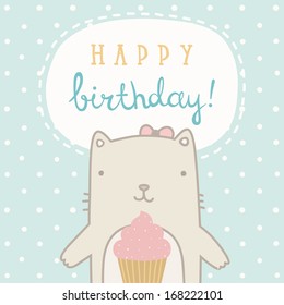 Vector hand drawn illustration Happy birthday