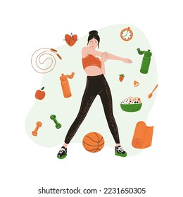 Vector hand drawn illustration. Healthy lifestyle concept. 