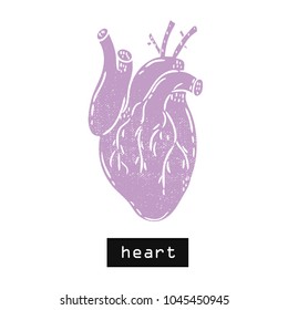 Vector hand drawn illustration. Heart body. Idea for poster, postcard, design.