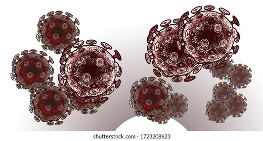 Vector hand drawn illustration of HIV (human immunodeficiency viruses) in vintage engraved style. 