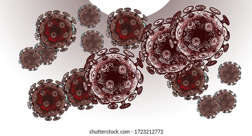 Vector hand drawn illustration of HIV (human immunodeficiency viruses) in vintage engraved style. 