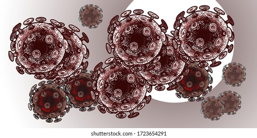 Vektor handgezeichnete Illustration von HIV (humane Immundefizienz-Viren) im Vintage-Gravur-Stil. 